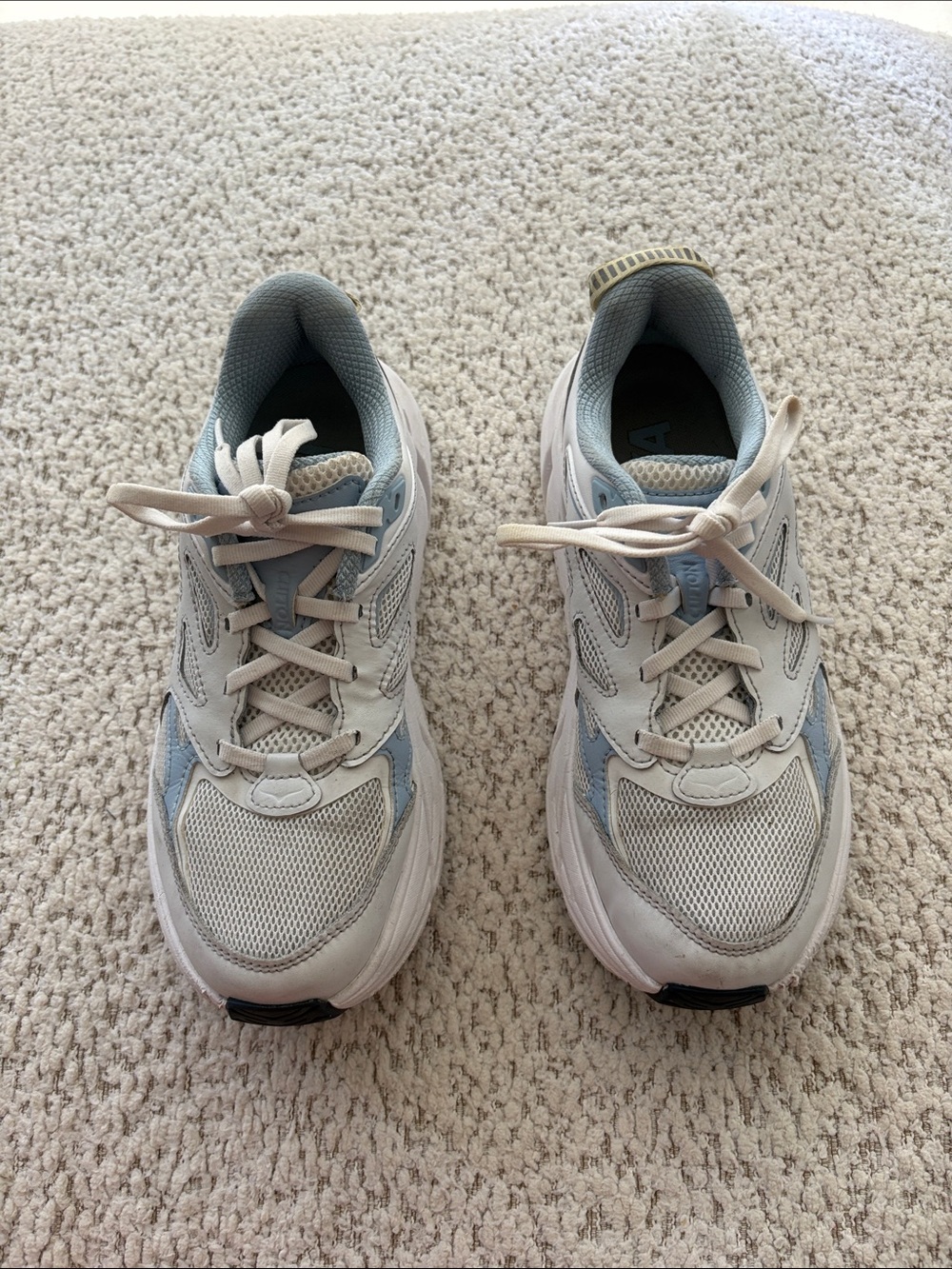 Hoka Clifton L Pale Blue Mesh Athletic Sneakers